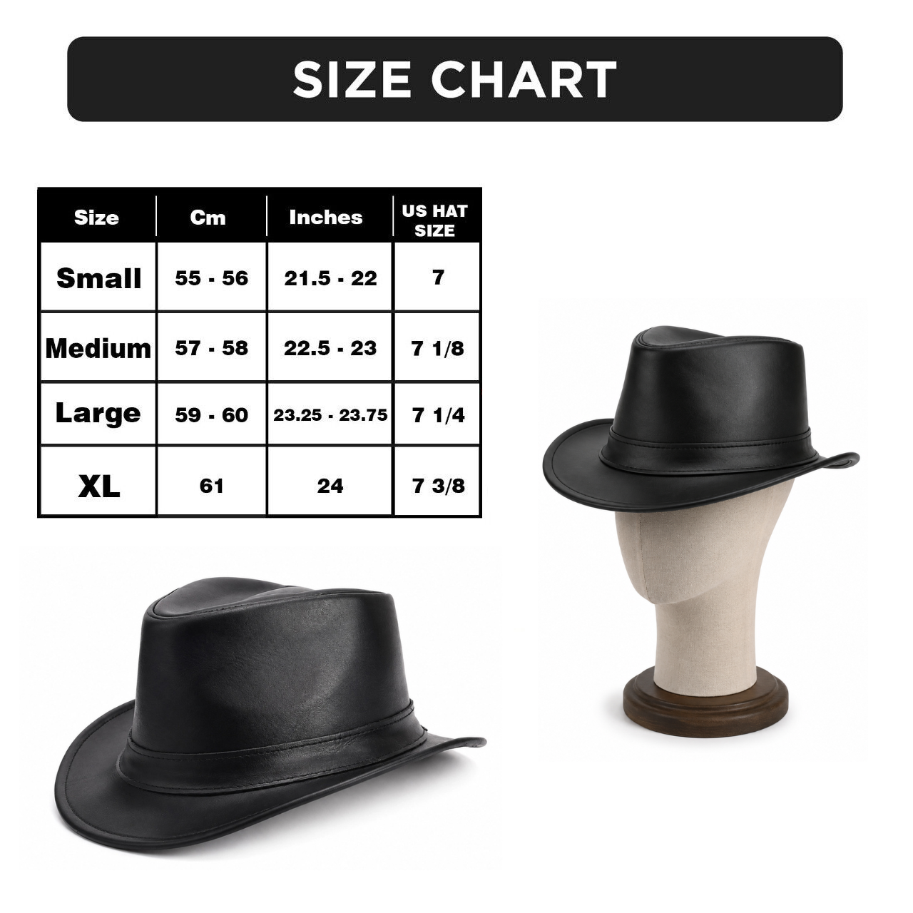 Black Genuine Leather Shapeable Unisex Cowboy Hat