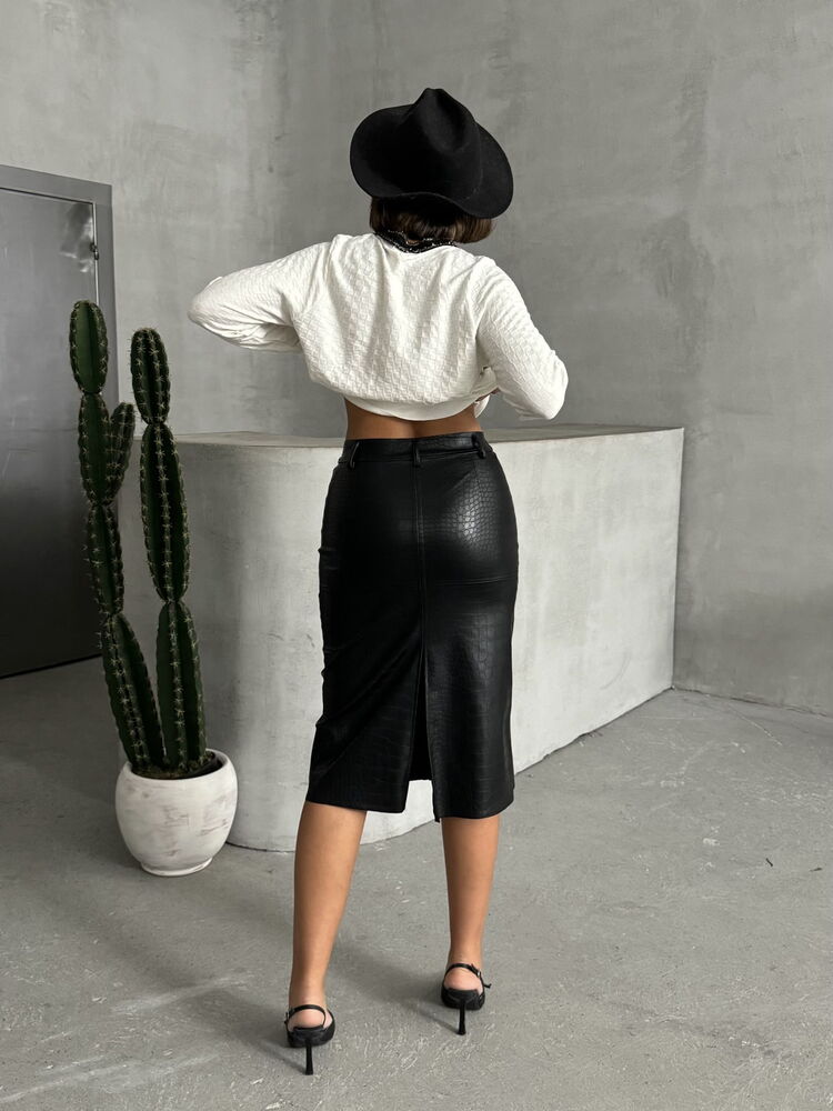 Black Snake Vegan Leather Skirt