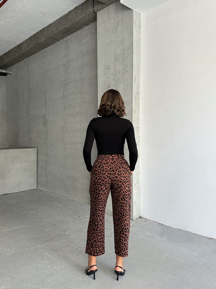 Brown Black Leopard Patterned Trousers