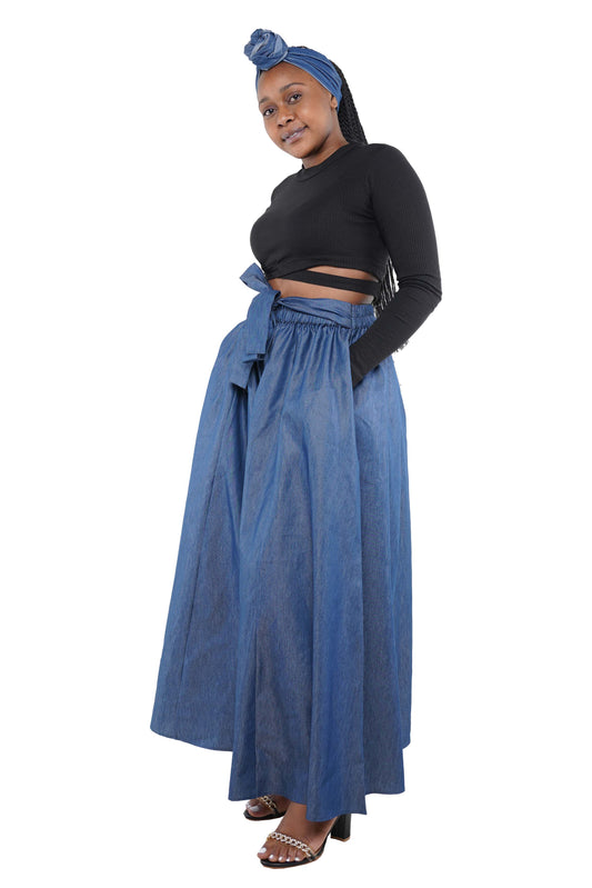 Blue Denim Palazzo Pants One Size