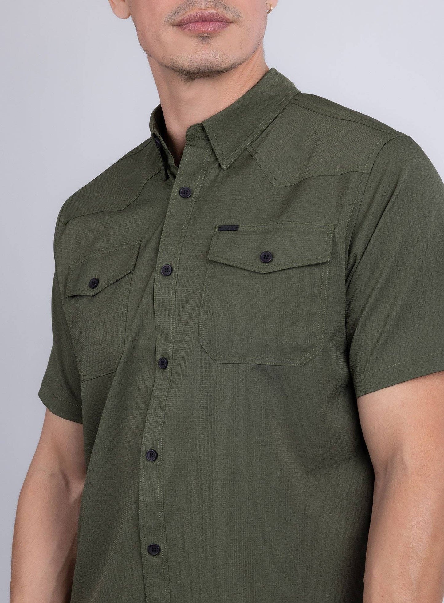 Petersburg Stretch Short Sleeve Shirt Army Green