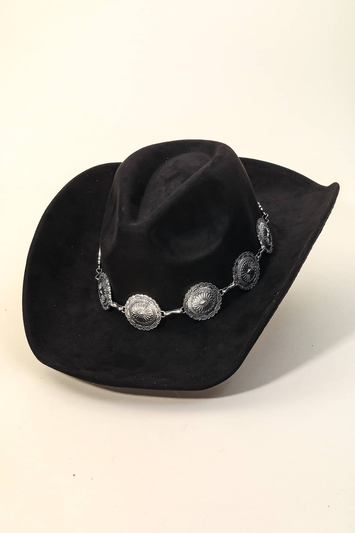Black and Gold Western Boho Disc Strap Cowboy Hat