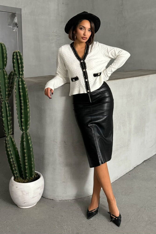 Black Snake Vegan Leather Skirt