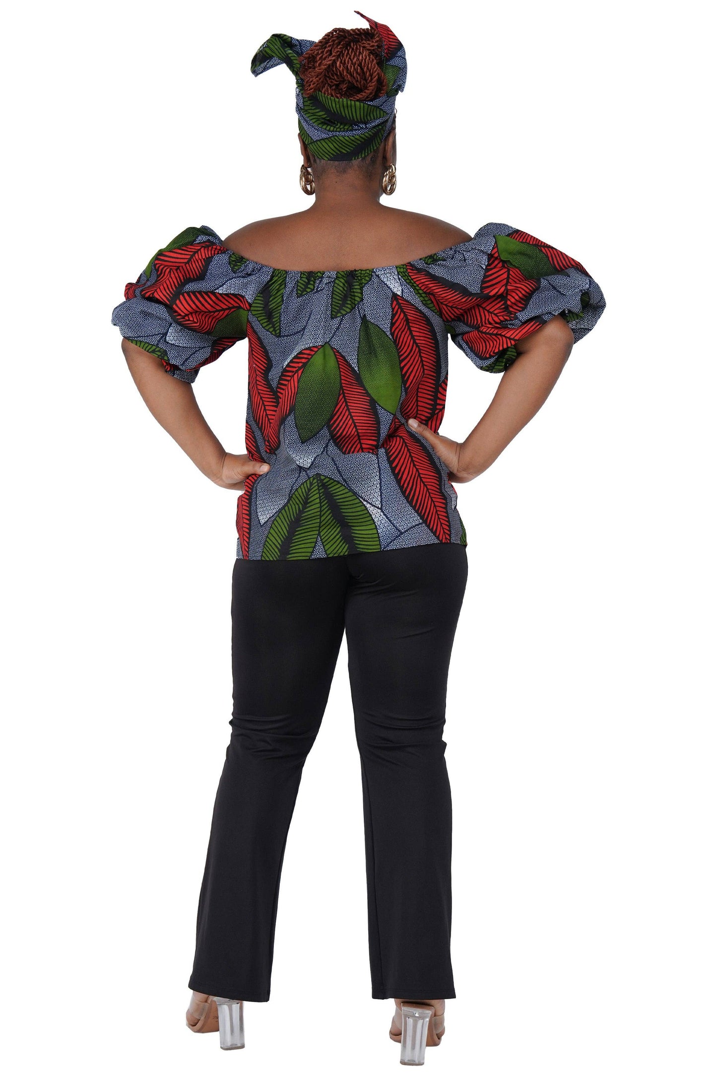 African Print Off-Shoulder Top