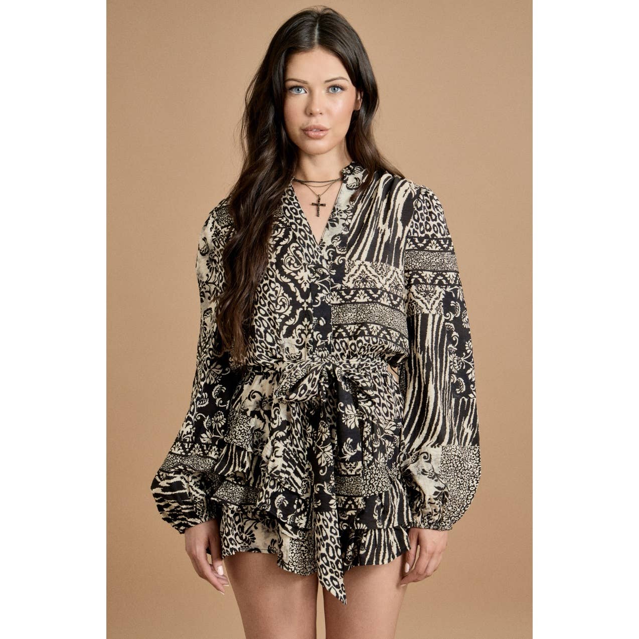 Tie Waist Ruffle Romper