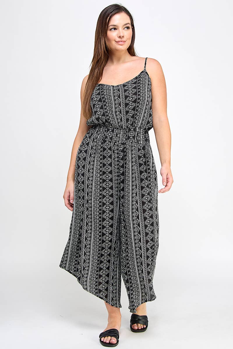 Plus Sleeveless Boho Print Jumper