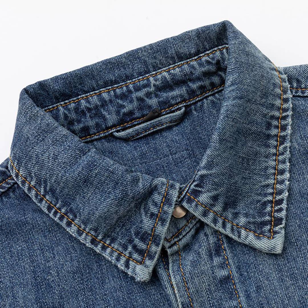 Men's Two-Tone Patch Pocket Denim Button Up Shirt