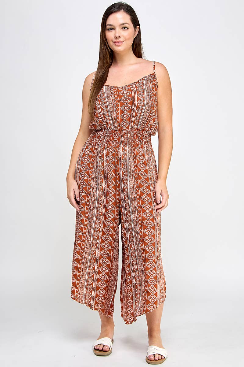 Plus Sleeveless Boho Print Jumper