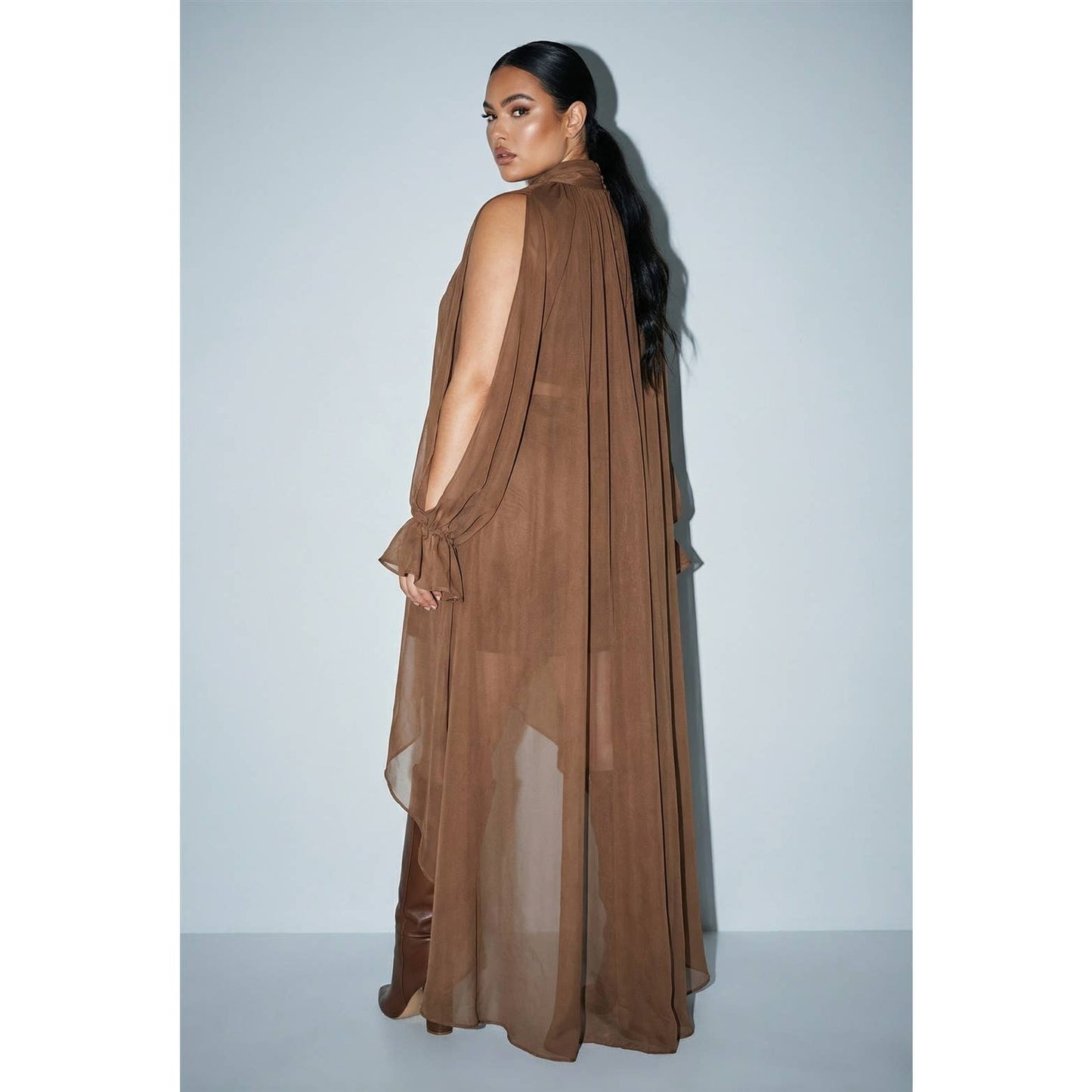 PLUS High-Low Halter Maxi Dress