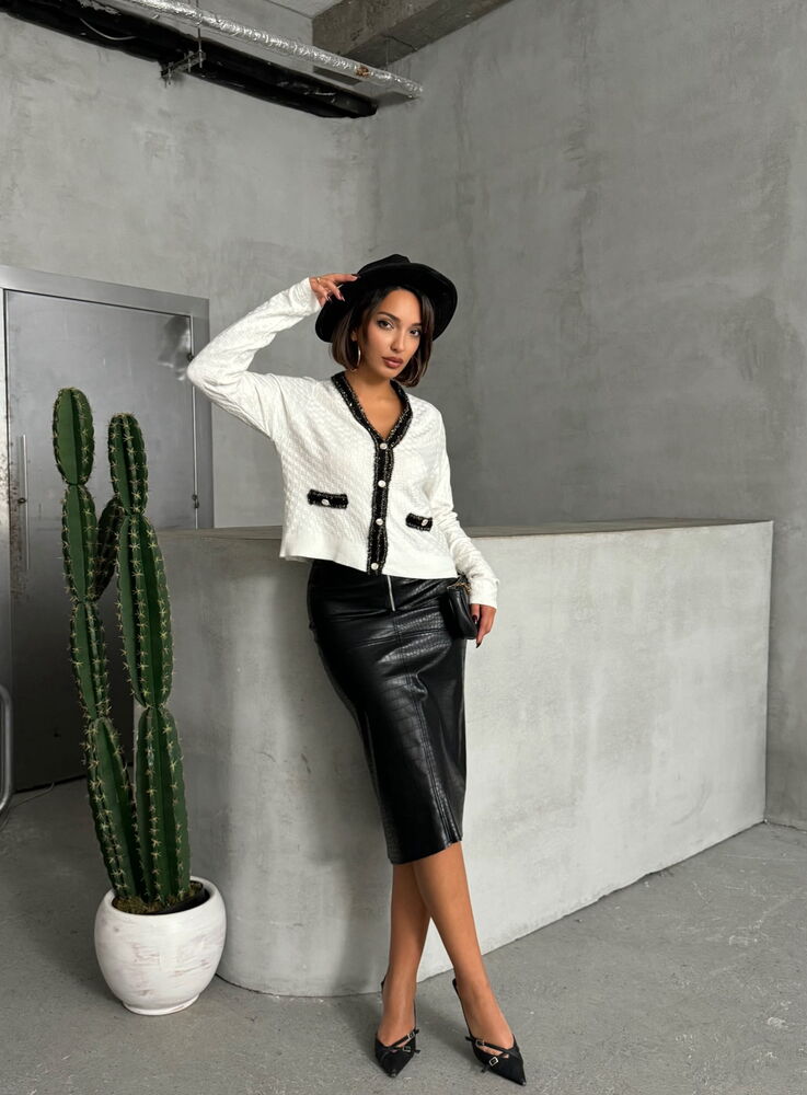 Black Snake Vegan Leather Skirt