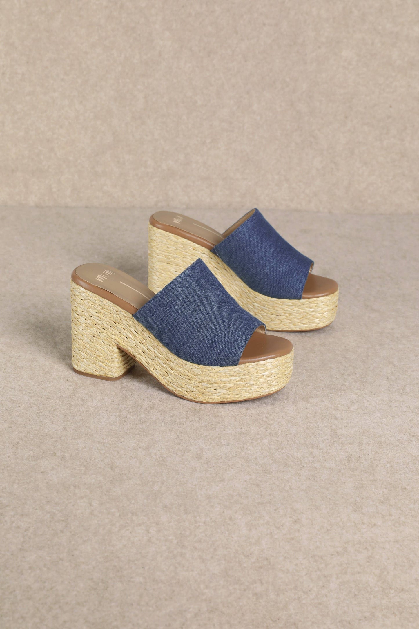 ASHLYN Denim Platform Block Heel