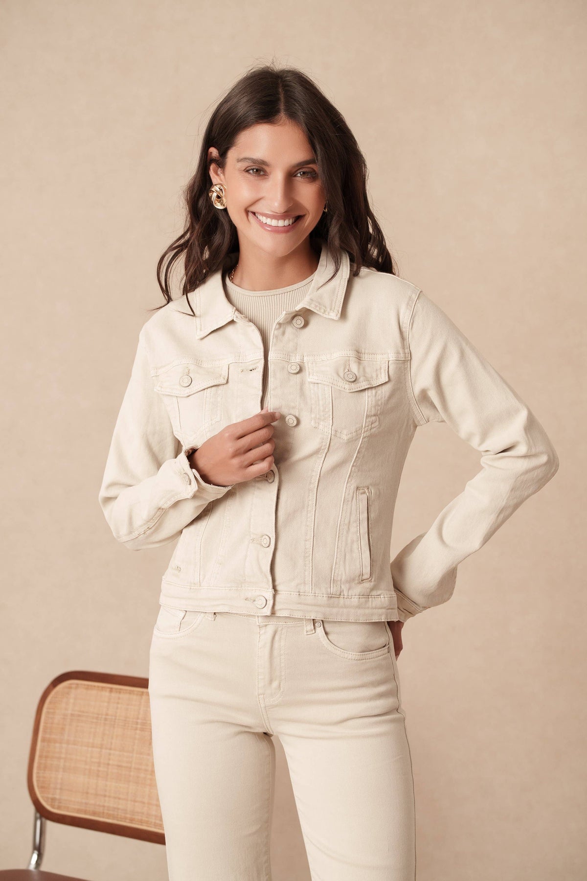 Cream Denim Jacket