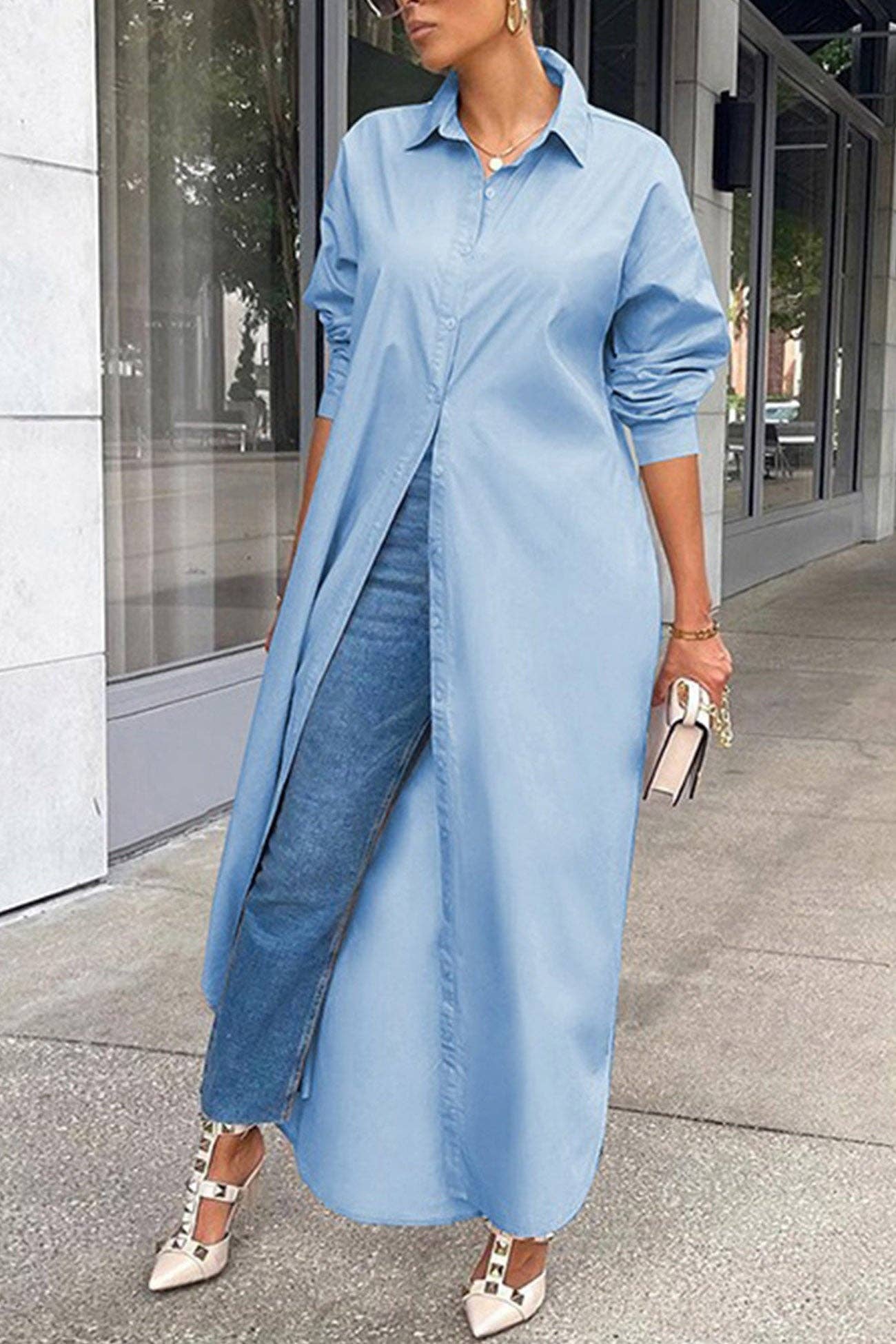 Single-breasted Maxi Blouse