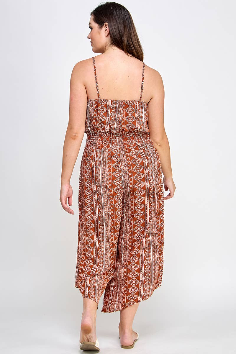 Plus Sleeveless Boho Print Jumper