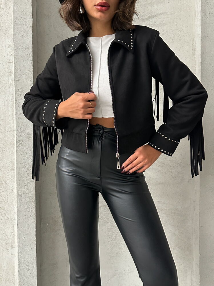 Black Tassel Drop Jacket