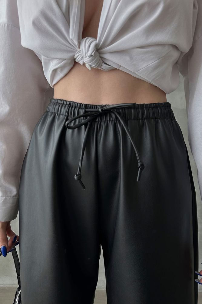 Black Vegan Leather Trousers