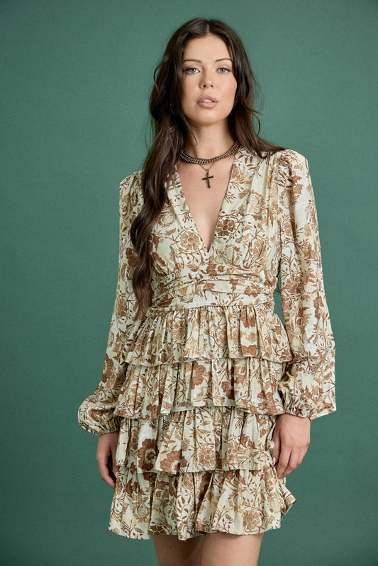 Floral Print Ruffle Mini Dress