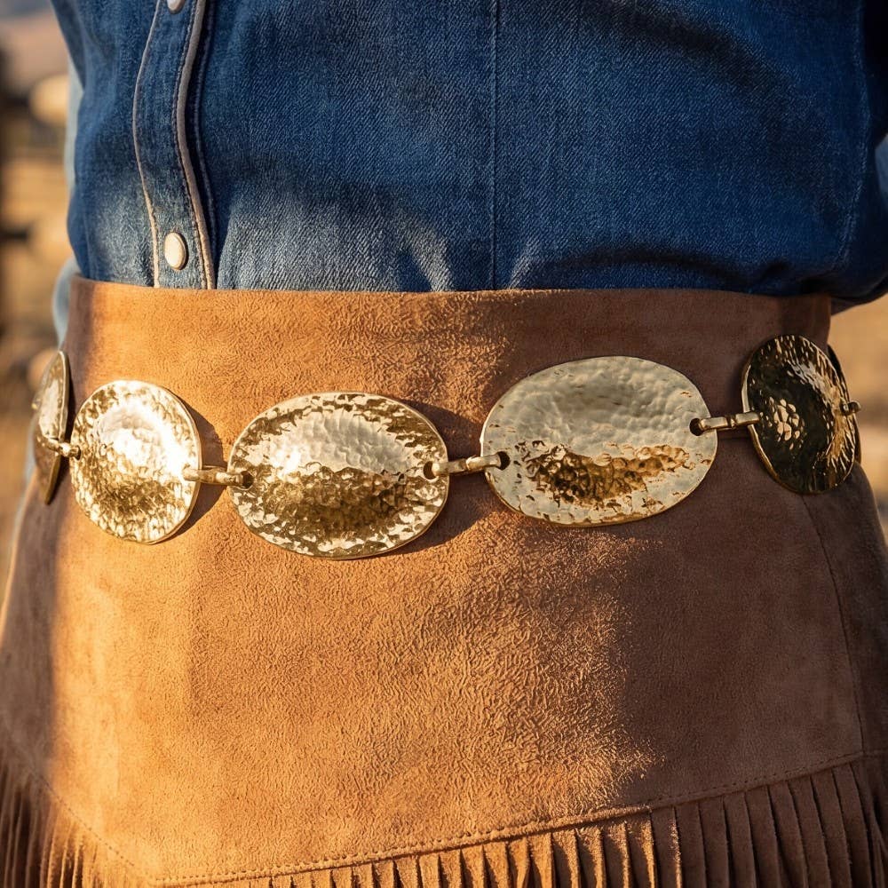 Hammered Metallic Oval Disc Chain Belt