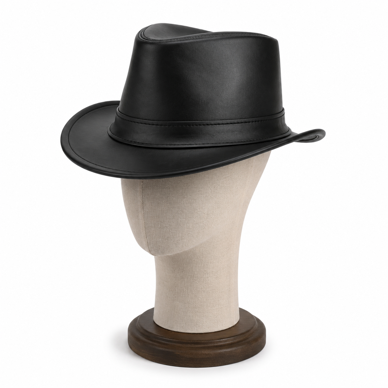 Black Genuine Leather Shapeable Unisex Cowboy Hat