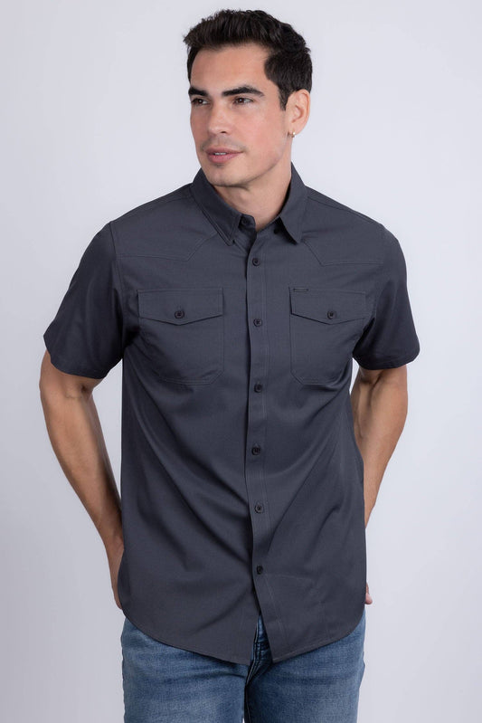 Petersburg Stretch Short Sleeve Shirt Charcoal
