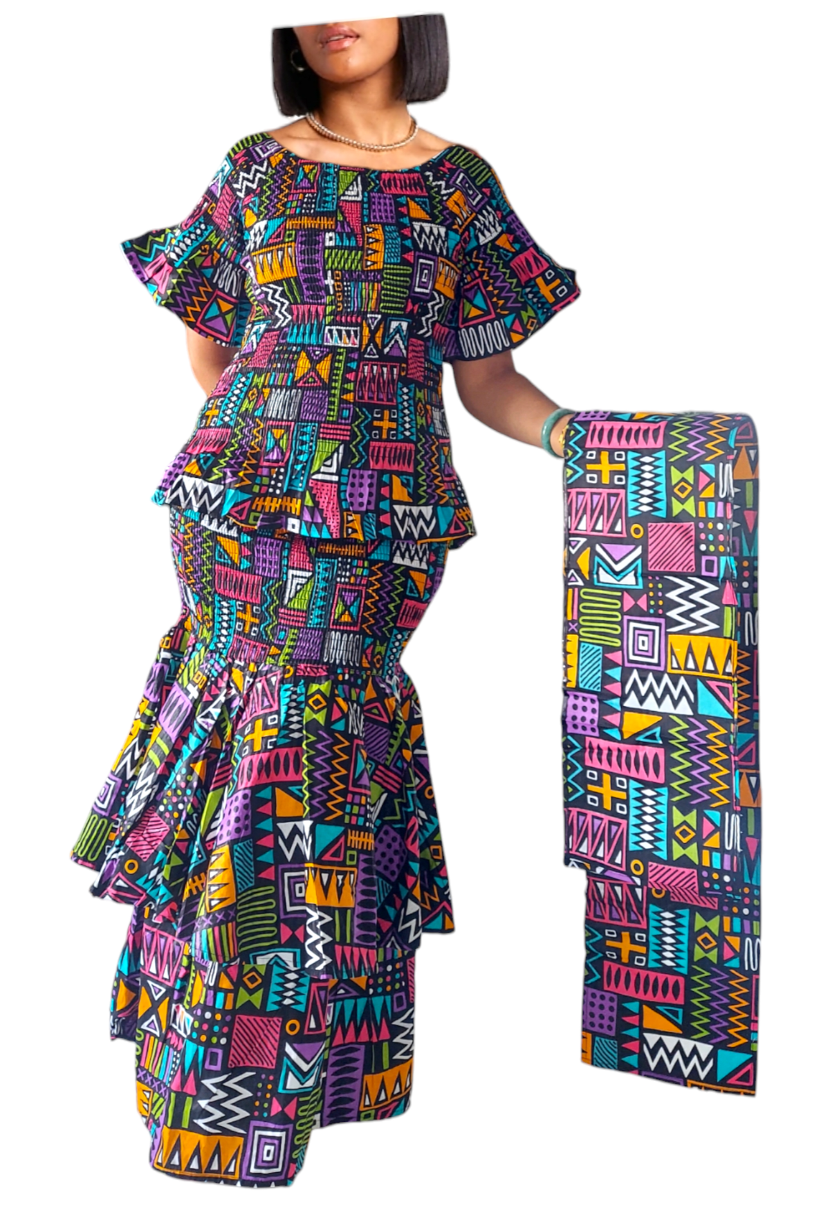 Smock Skirt & Blouse Set Multi