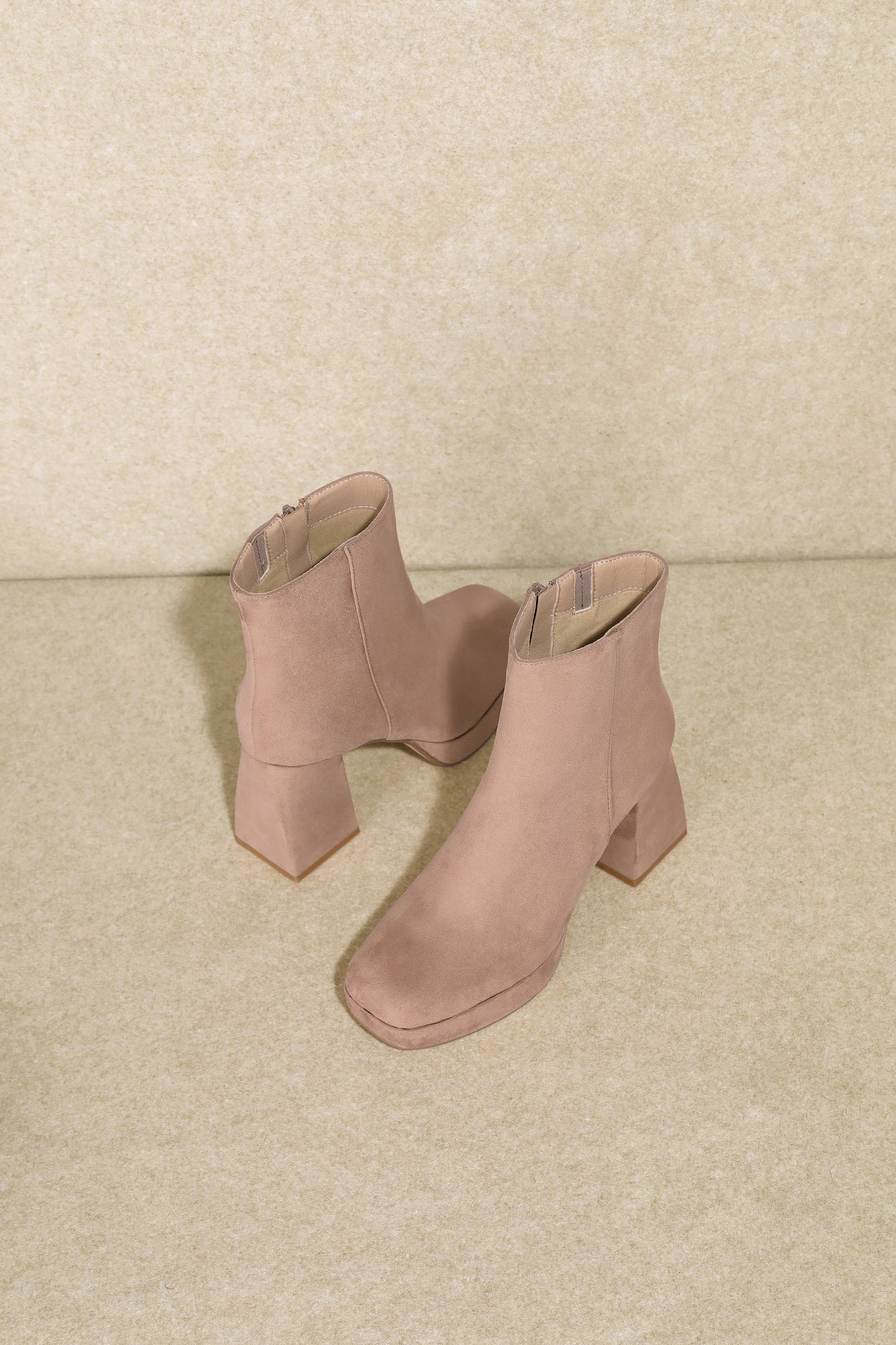 SHAKIRA Cream Ankle Block Heel Booties