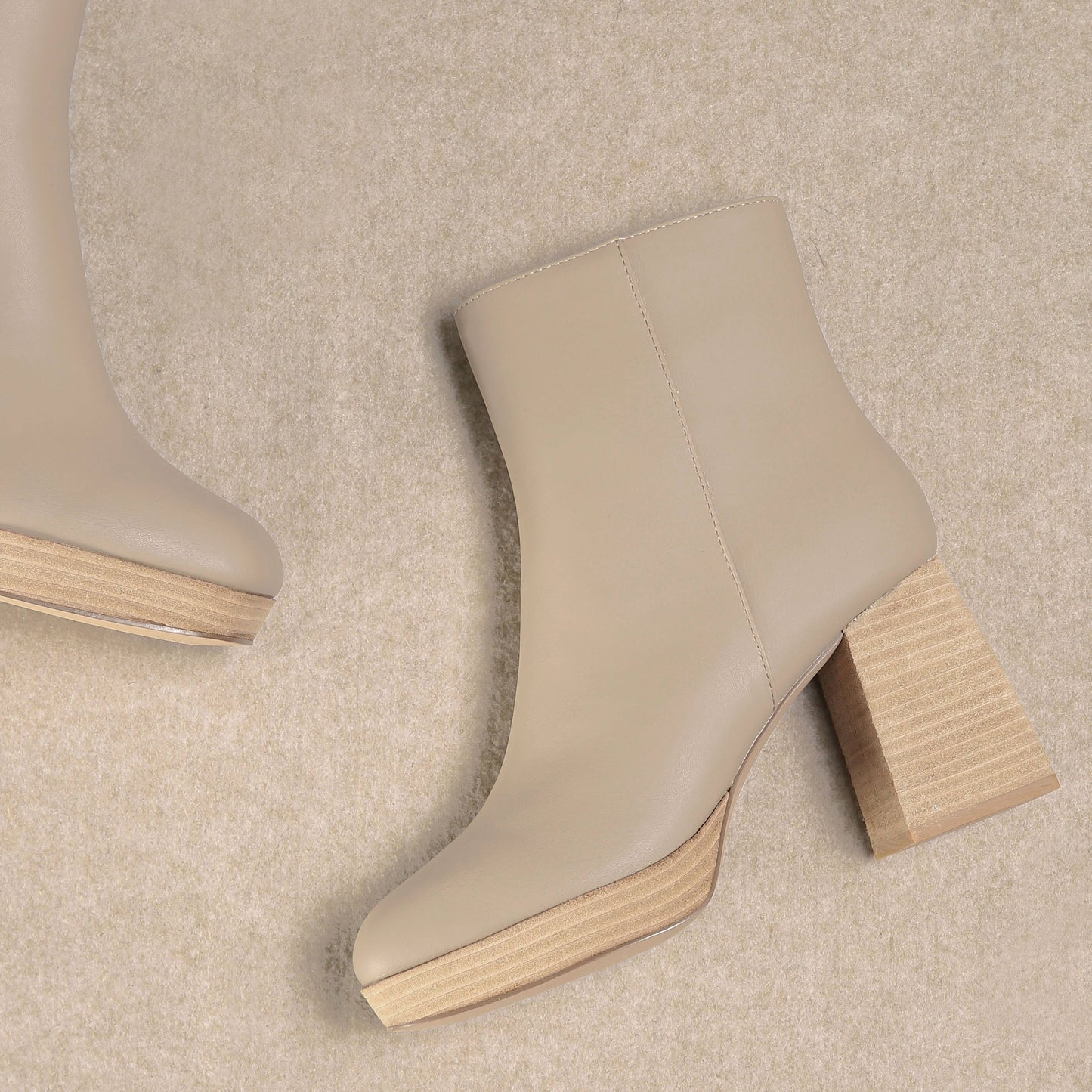 SHAKIRA Cream Ankle Block Heel Booties