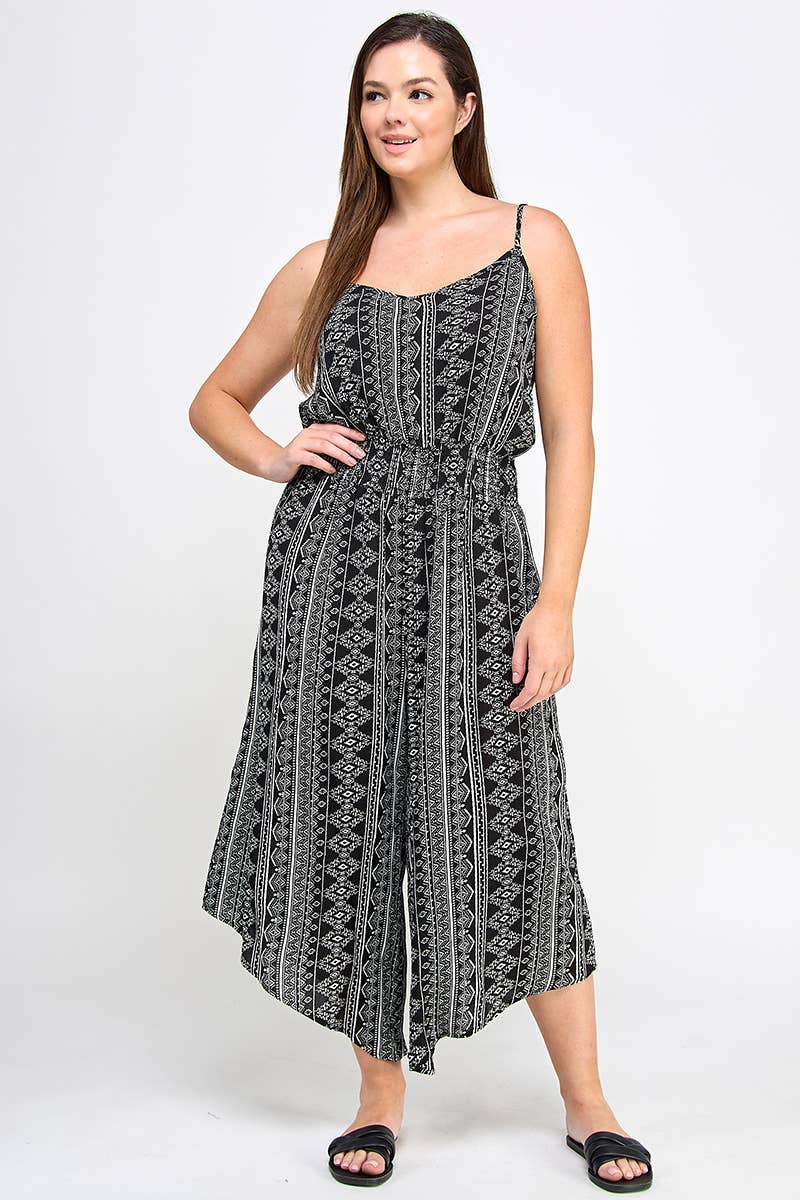 Plus Sleeveless Boho Print Jumper