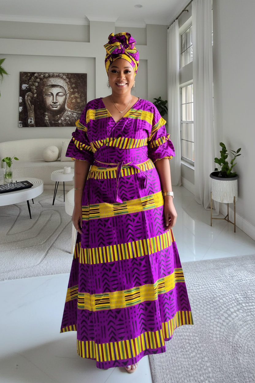 Wrap Dress With Puffed Sleeves