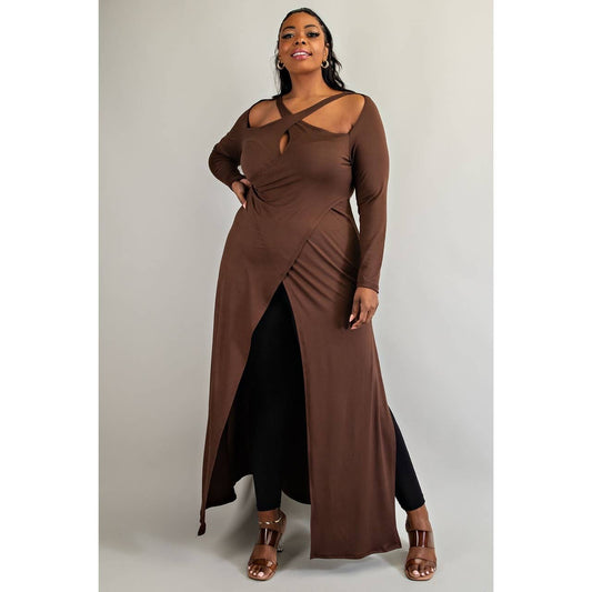 Criss-cross Keyhole Cutout Maxi Top