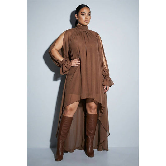 PLUS High-Low Halter Maxi Dress