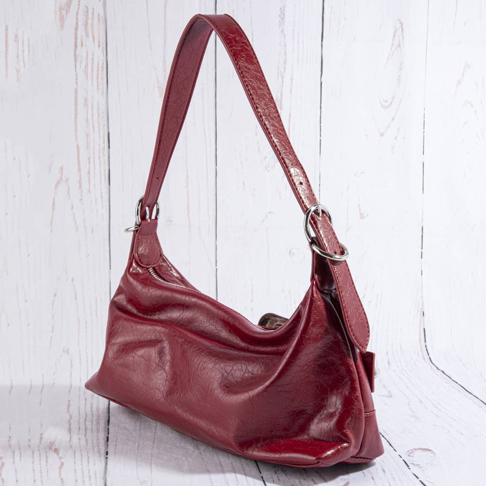 Studded Western Buckle Vegan Leather Shoulder Bag