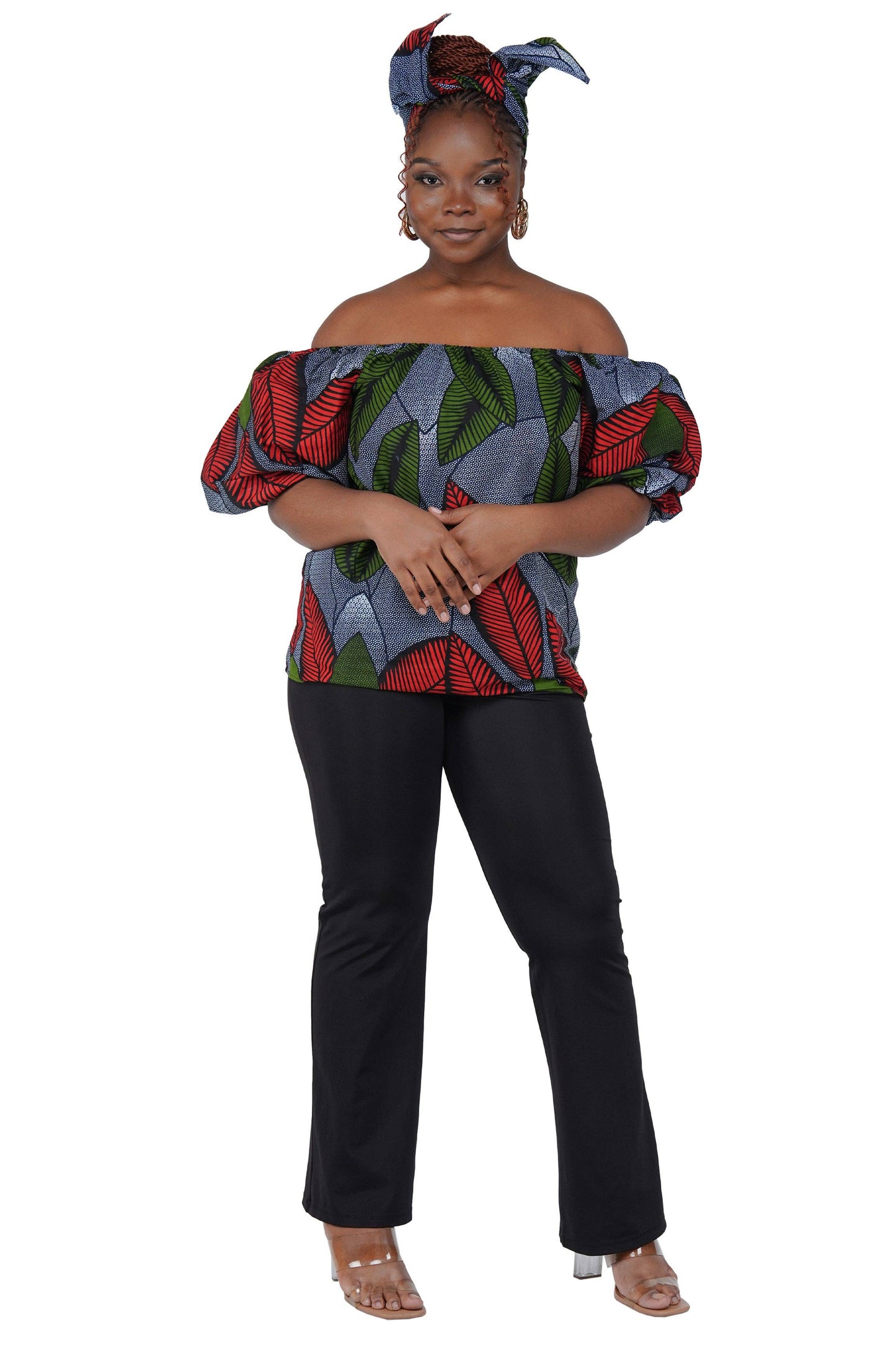 African Print Off-Shoulder Top
