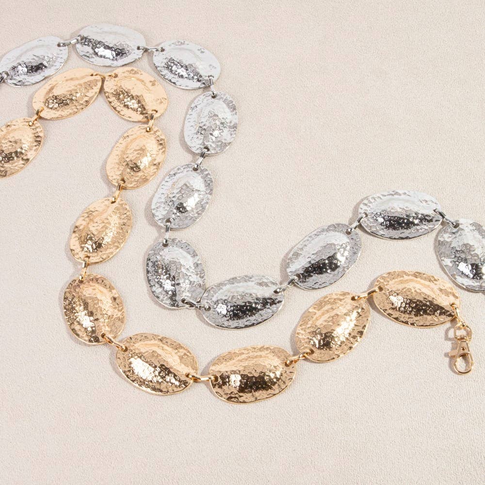 Hammered Metallic Oval Disc Chain Belt