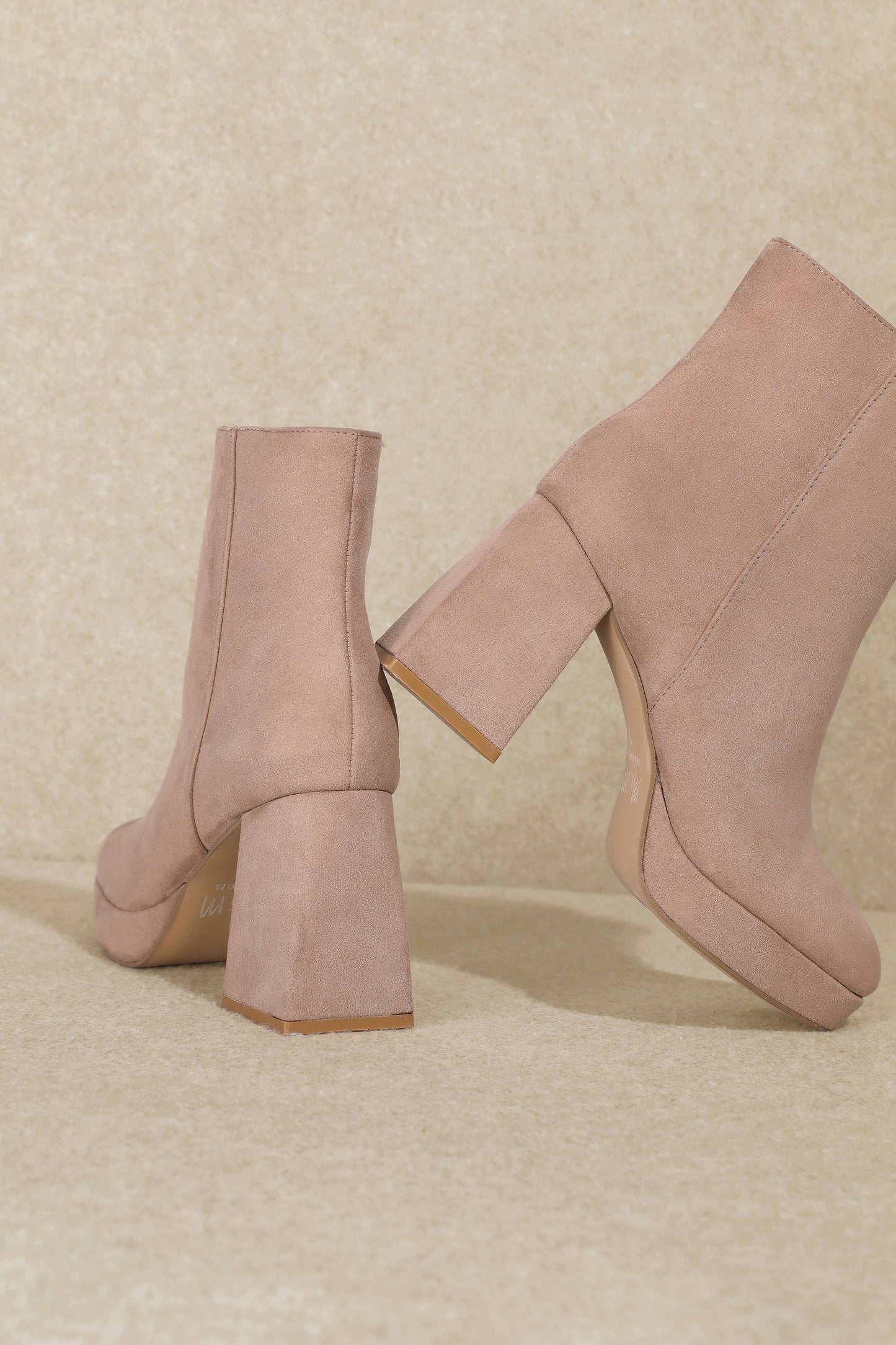 SHAKIRA Cream Ankle Block Heel Booties
