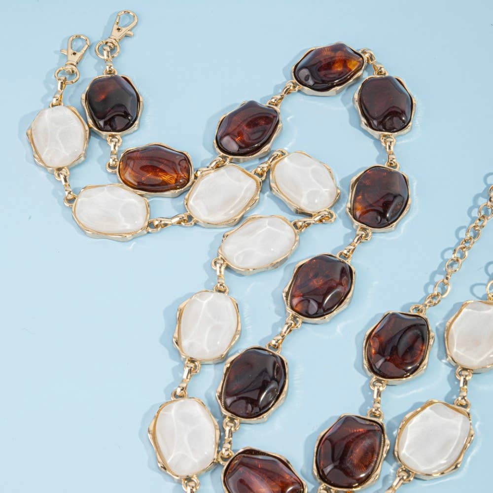Tortoise Cabochon Gold Chain Belt