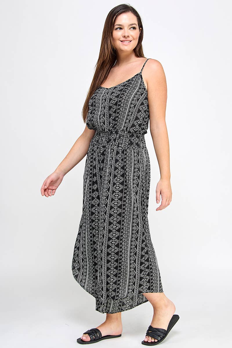 Plus Sleeveless Boho Print Jumper