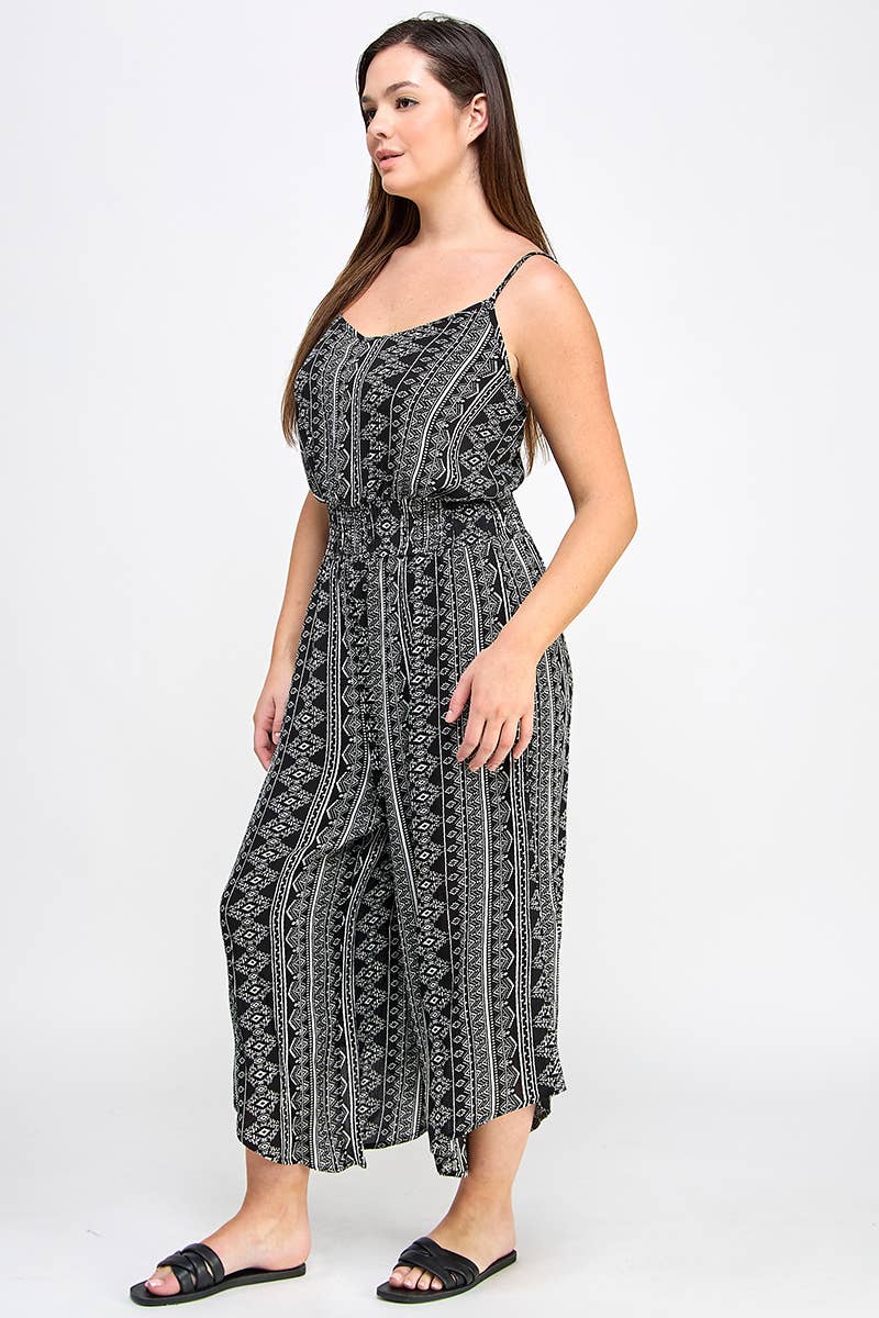 Plus Sleeveless Boho Print Jumper