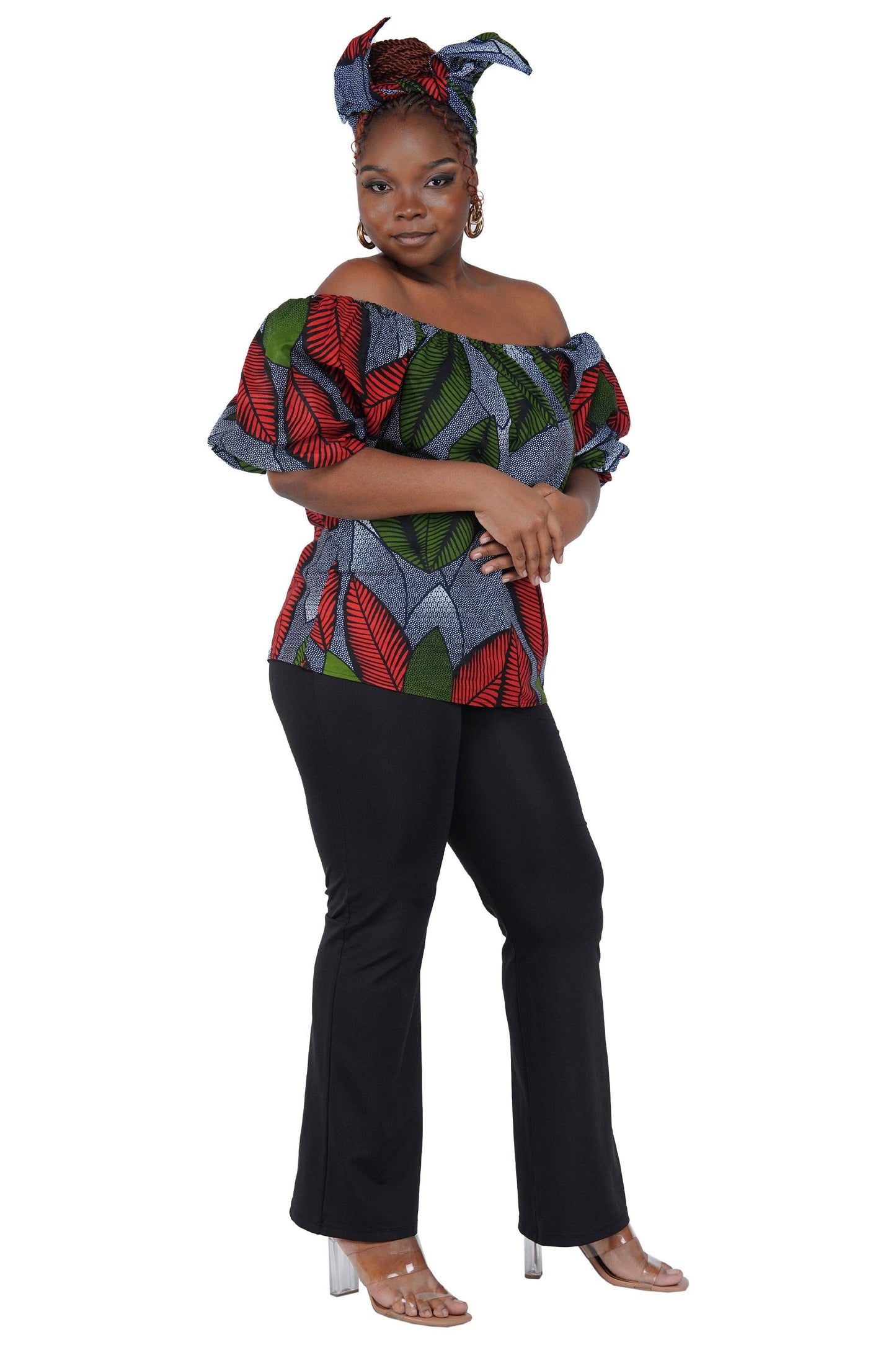 African Print Off-Shoulder Top