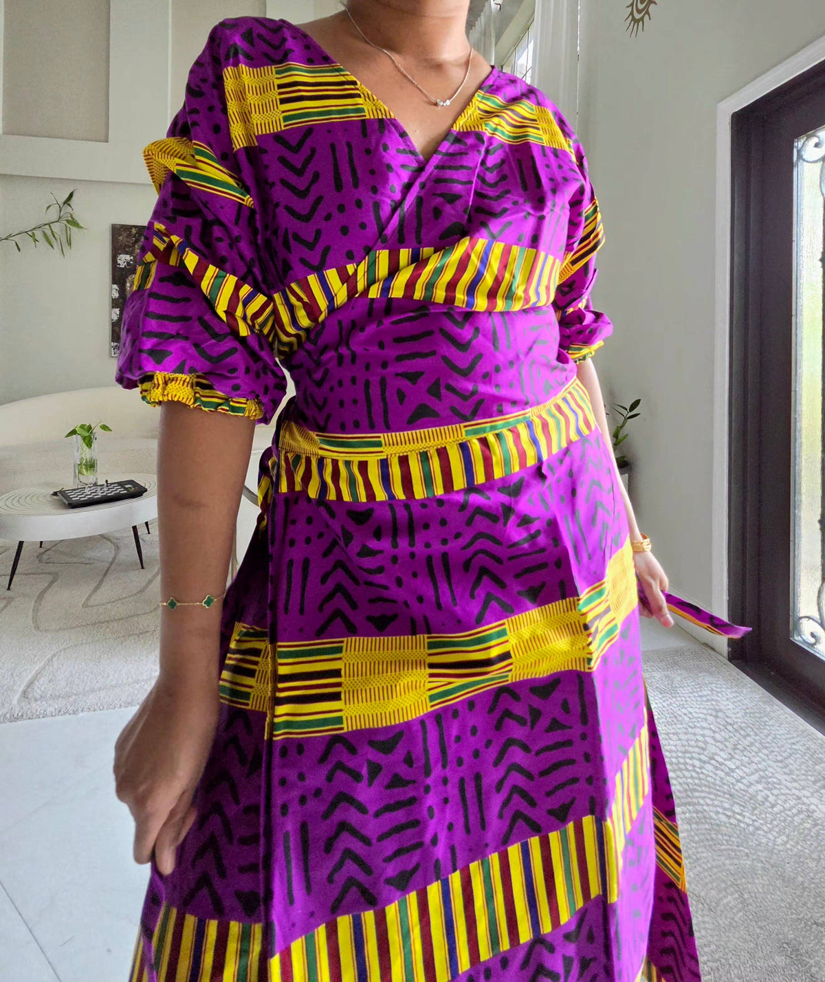 Wrap Dress With Puffed Sleeves