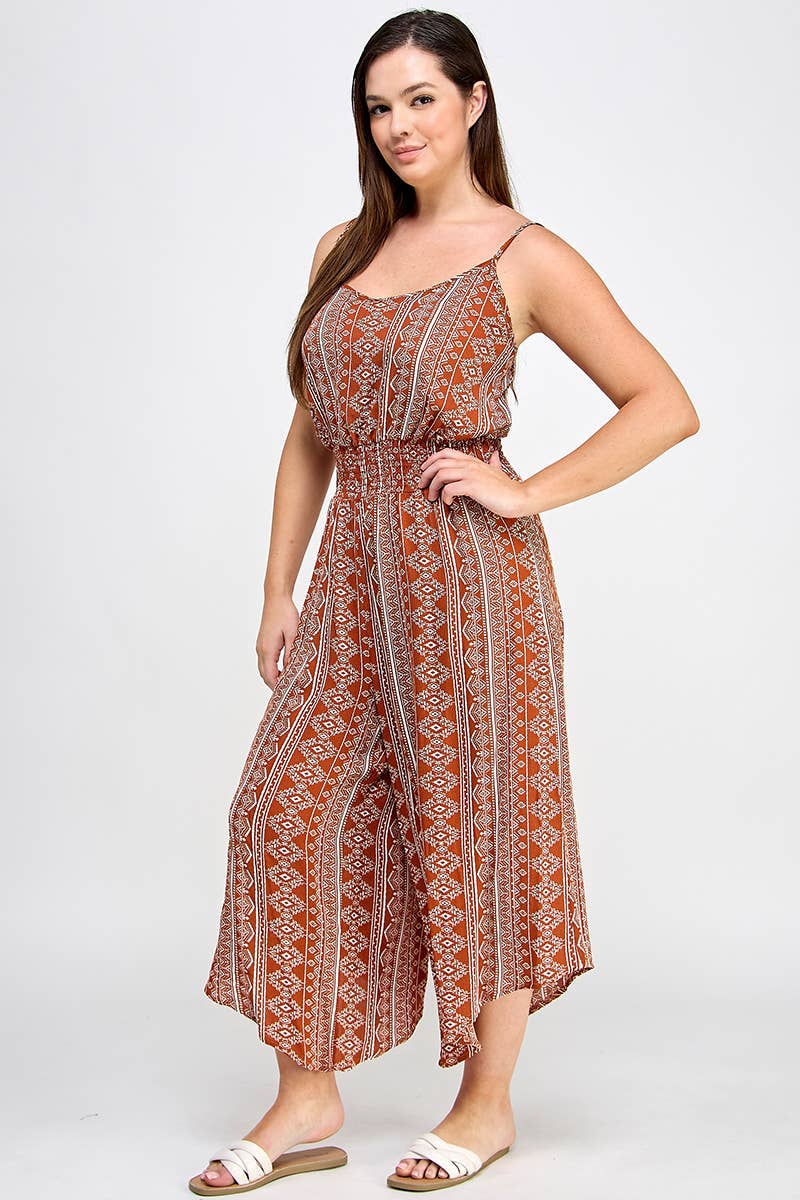 Plus Sleeveless Boho Print Jumper