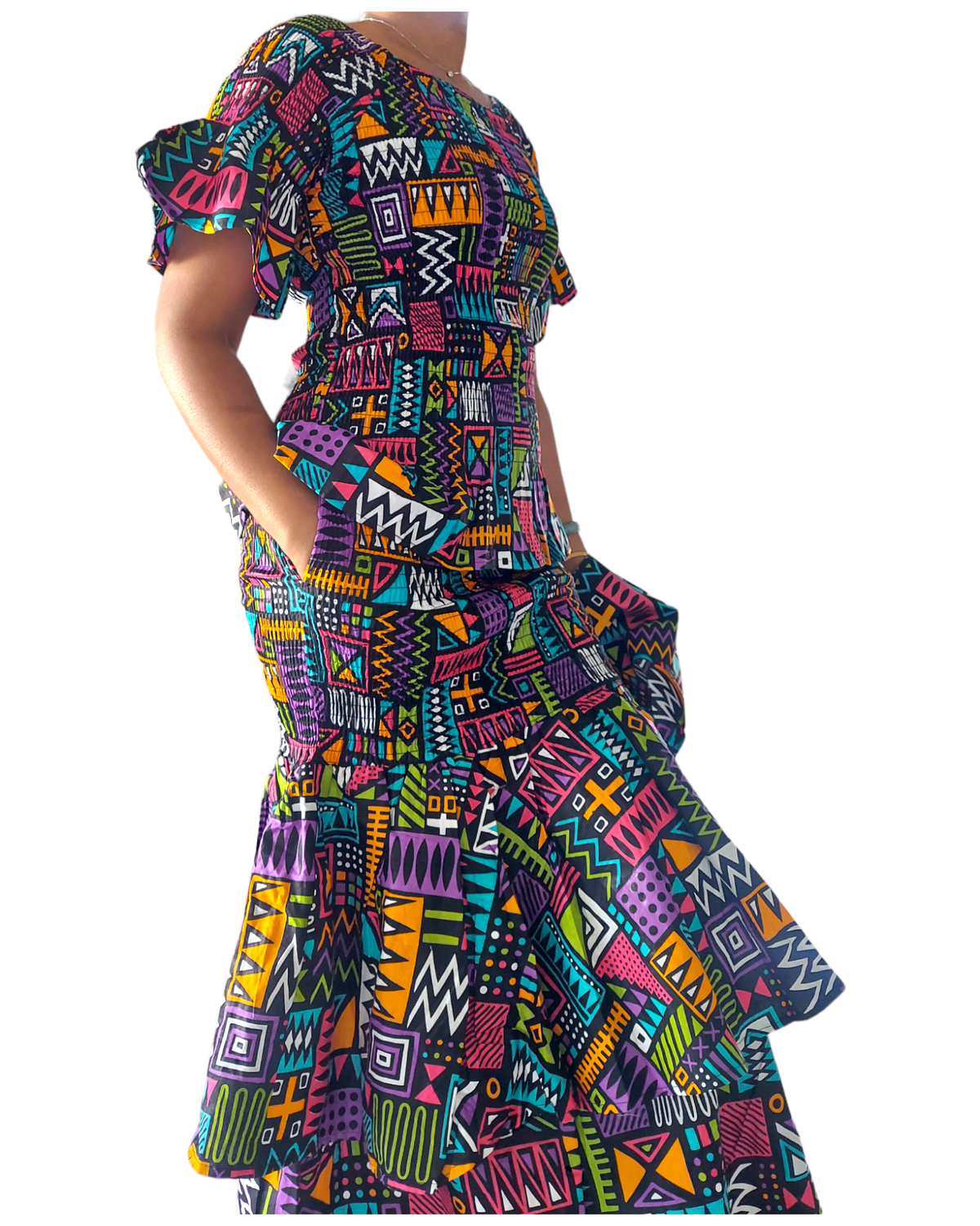 Smock Skirt & Blouse Set Multi