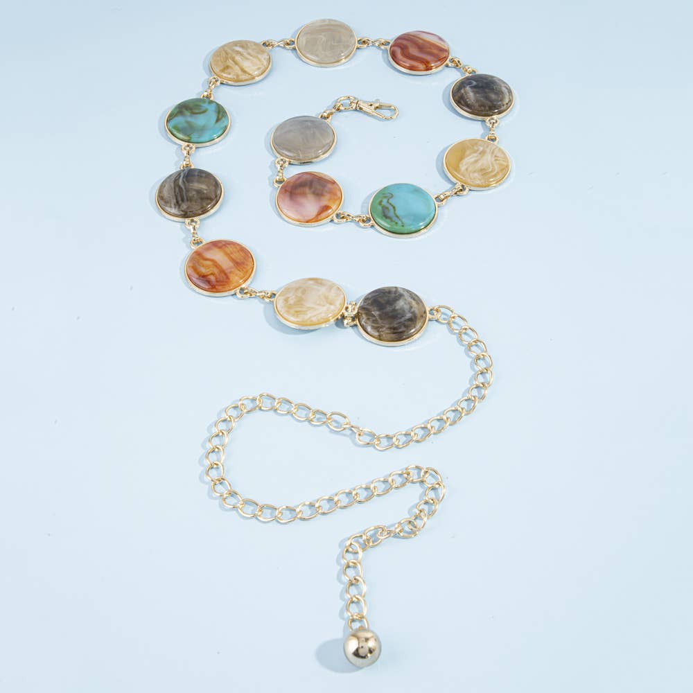 Multicolor Stone Disc Chain Belt