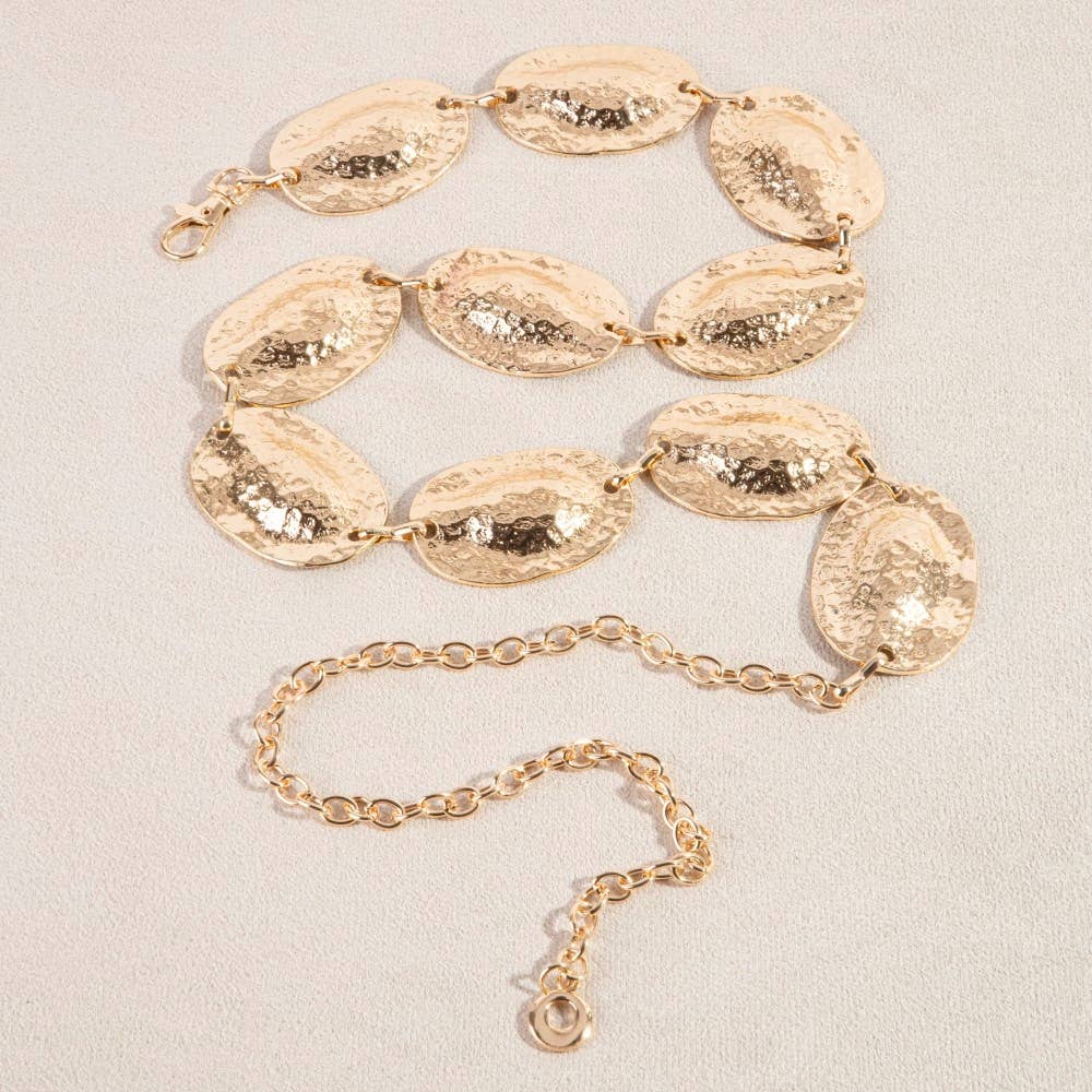 Hammered Metallic Oval Disc Chain Belt