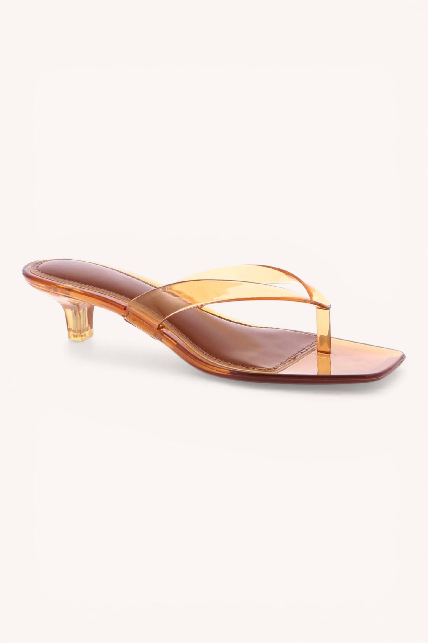 Jelly Thong Strap Kitten Heel Square Toe Sandals Y2K
