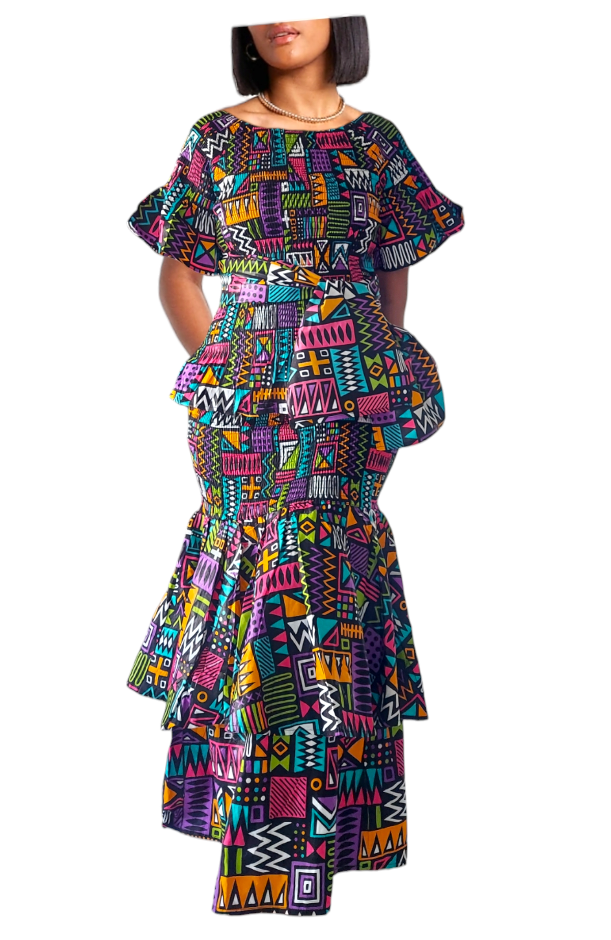 Smock Skirt & Blouse Set Multi