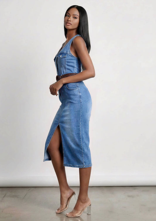 V-neck Shape Jumpsuit Dress