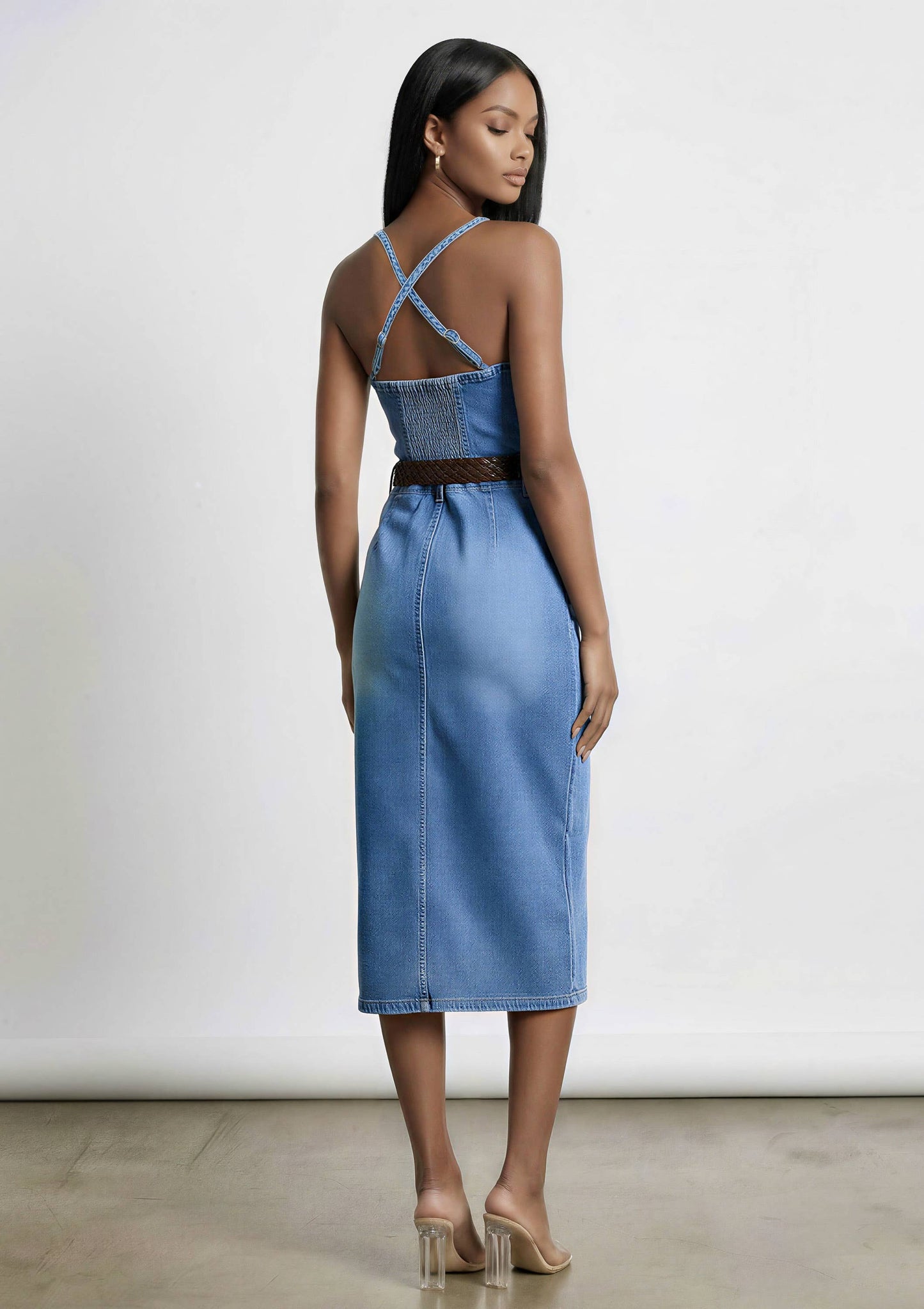 V-neck Shape Jumpsuit Dress