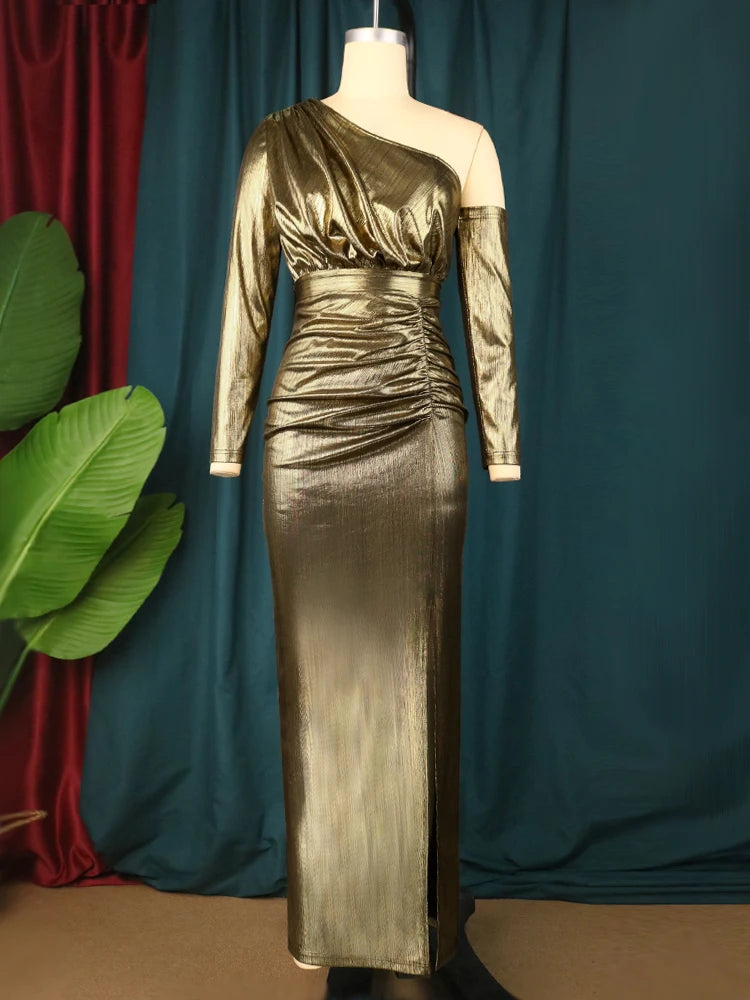 Gold Bodycon Evening Gown
