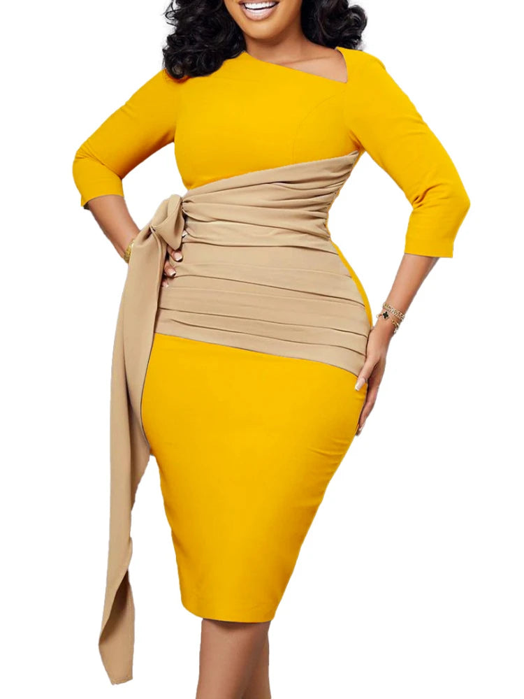 Bodycon Dress With Contrast Swag (Multiple Colors)